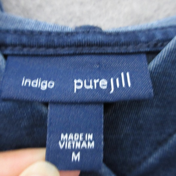 J Jill Pure Jill Indigo Dress Medium Blue Hood Coastal Comfort Beachy Pockets - Picture 4 of 9